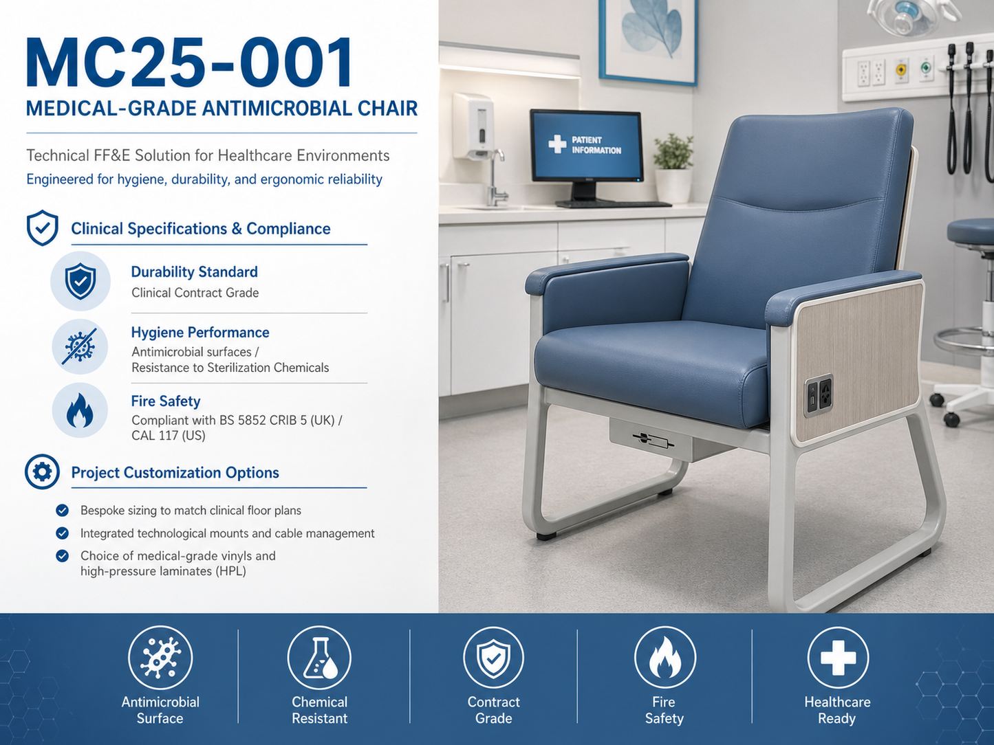 MC25-001 Medical-Grade Antimicrobial Chair