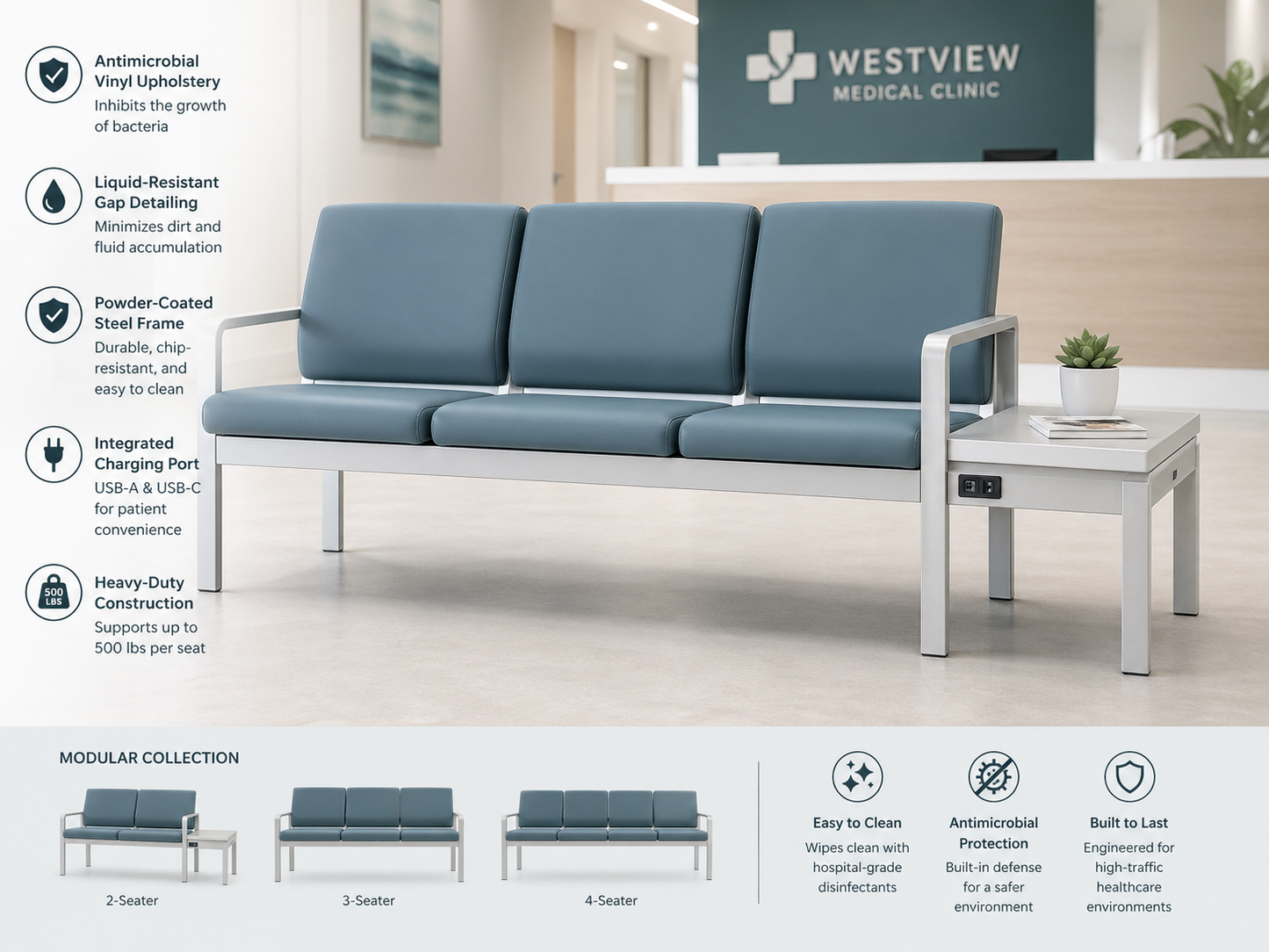 MC25-003 Antimicrobial Waiting Bench